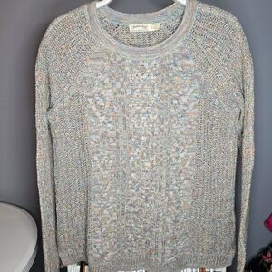Faded Glory Pastel Rainbow Cable Knit Sweater-Womens LARGE-Lightweight-Easter